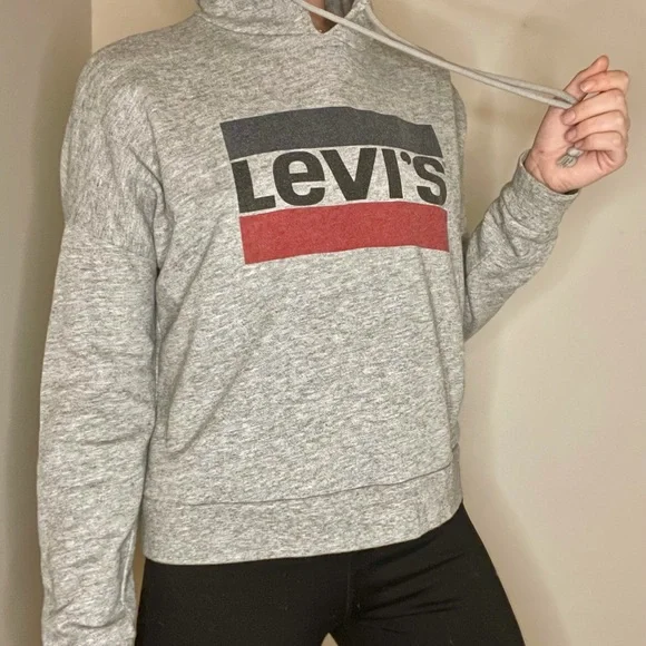 Levi’s logo gray pullover hooded sweatshirt - Picture 5 of 9